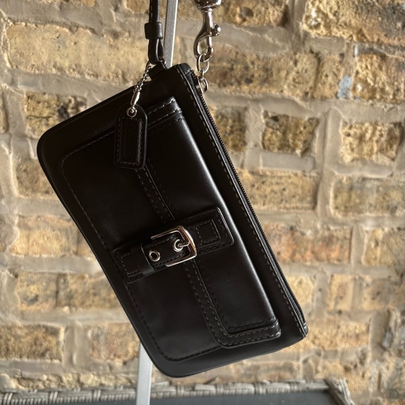 Coach Black Leather Wristlet - Picture 1 of 6